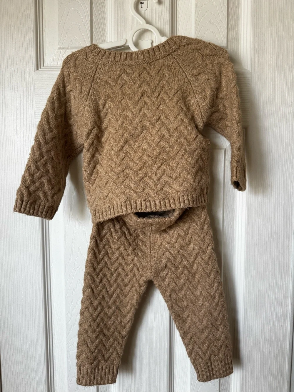 Janie and Jack Tan Cable-Knit Baby Sweater